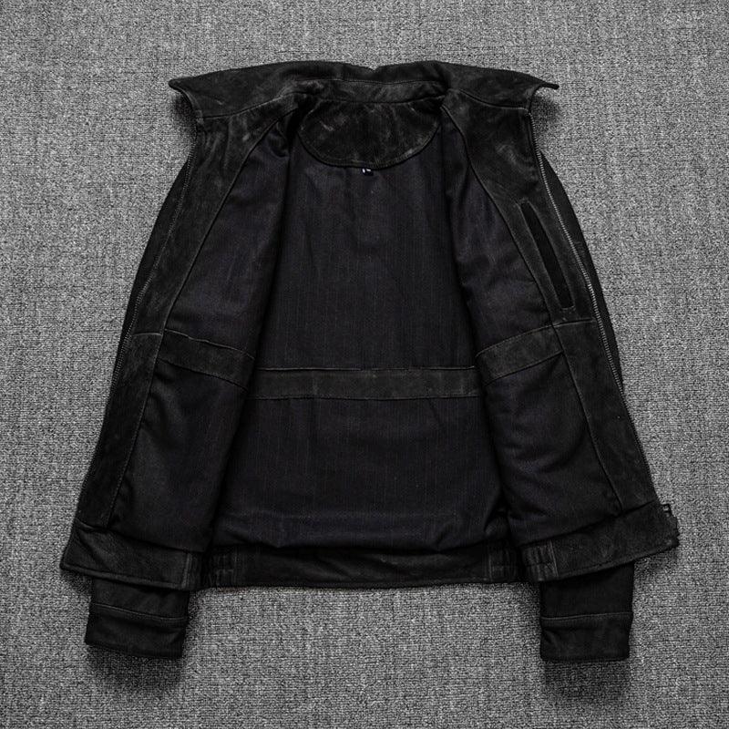 Men’s Suede Cowhide Retro Motorcycle Jacket