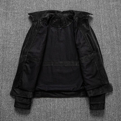 Men’s Suede Cowhide Retro Motorcycle Jacket