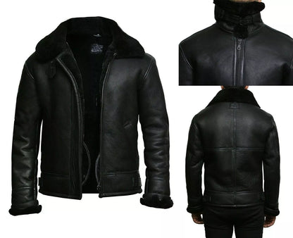 Mens Aviator Shearling Leather Jacket