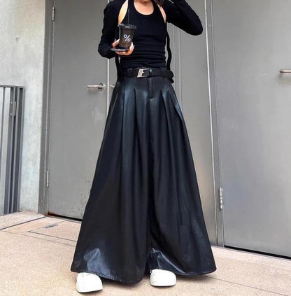 Women's Real Leather Full Length Skirt Maxi