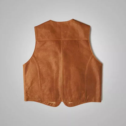 Genuine Waxed Leather Cowboy Vest