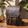 brown leather backpack men