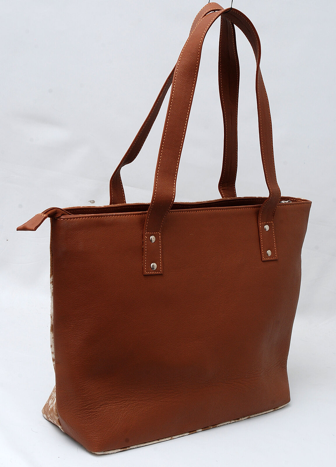 Brown White Hair On Cowhide Shoulder Bag