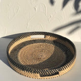 Wicker Rattan Round Tray With Handle