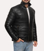 quilted bomber leather jacket men's