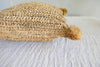 Raffia Seagrass Pillow Cover With Pom Pom