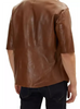 Round Neck Short Sleeve Leather Shirt