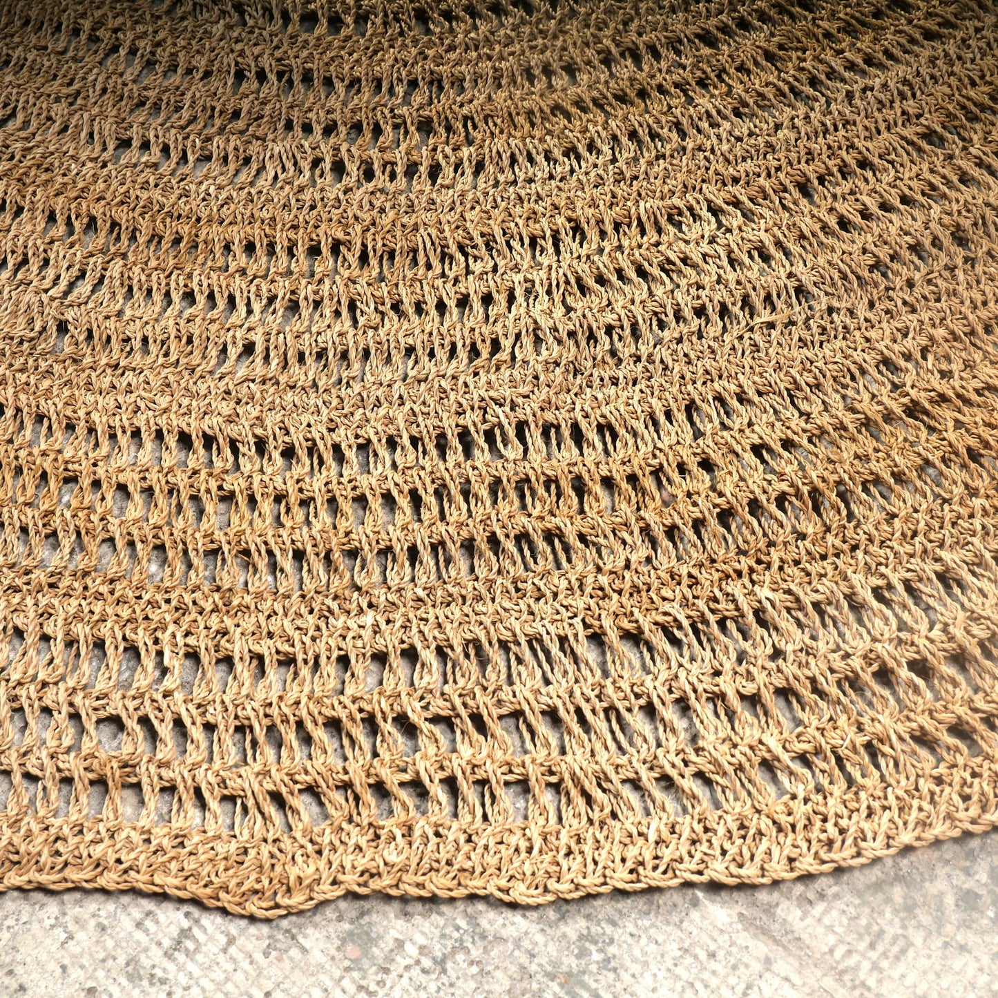 Natural Hand knitted Round Agel String Rug