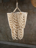 Natural Wood beaded Lampshade Chandelier