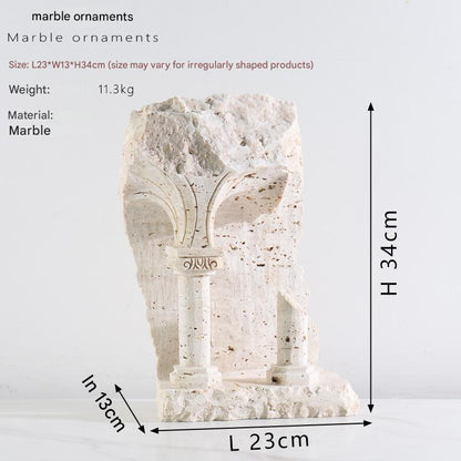 Roman  Yellow Travertine Marble Column Ornament