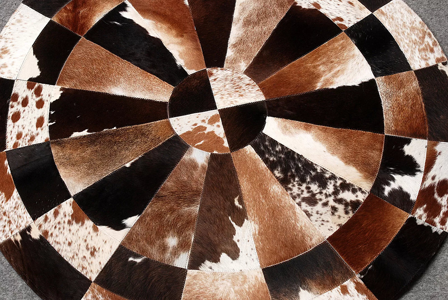 Cowhide Round Patchwork Carpet