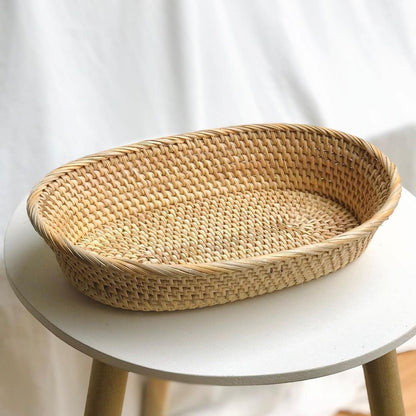 Natural Woven Rattan Boho Tray