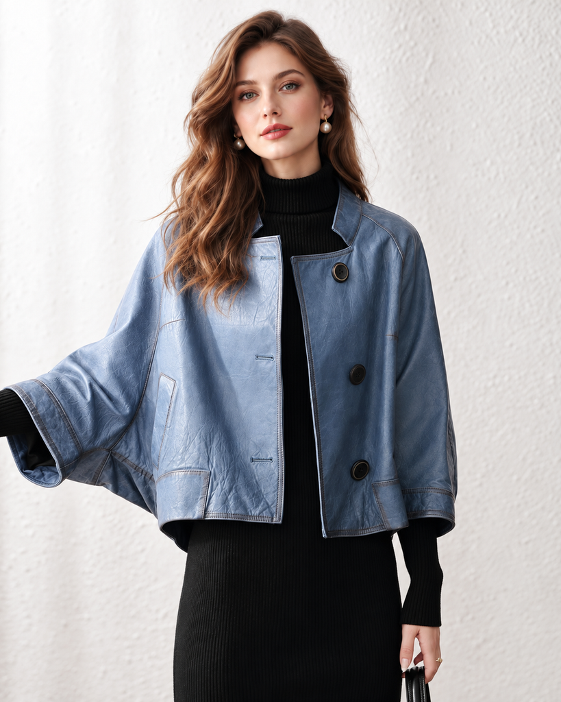 Women's Distressed Leather Jacket in Genuine Sheepskin