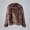Brown Leather Jacket Women Short Winter Fur Collar Style