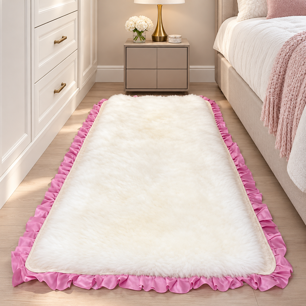 Genuine Sheepskin Bed Pad in Natural White for Bedrooms