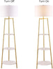 Boho Floor Lamp with Faux Marble Shelves for Living Room
