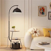 Floor Lamp with Nightstand and Storage Shelf Modern Boho