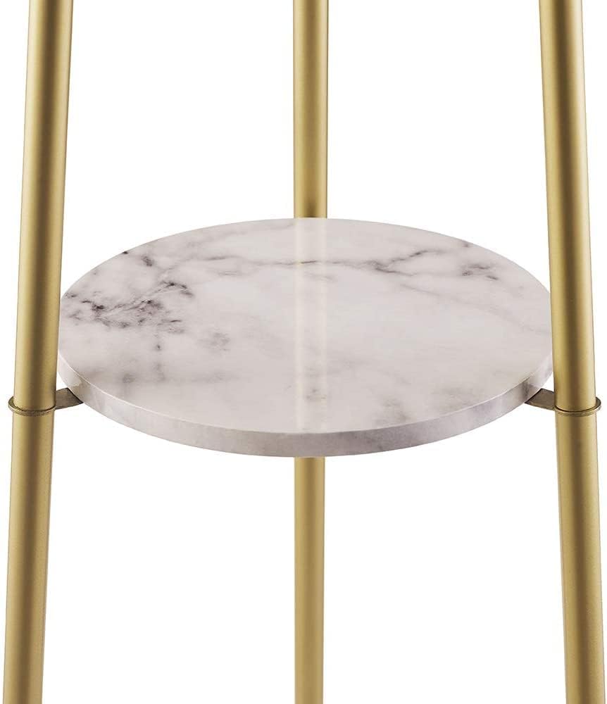 Boho Floor Lamp with Faux Marble Shelves for Living Room