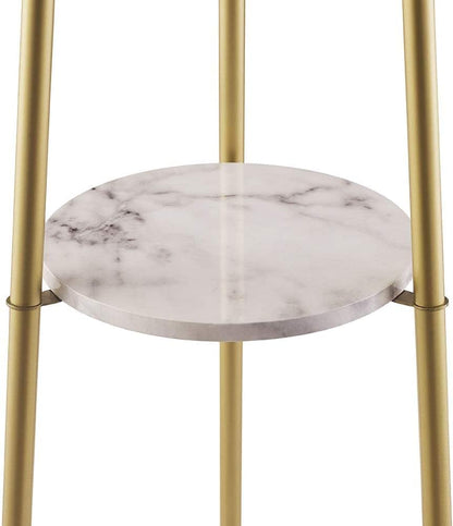 Boho Floor Lamp with Faux Marble Shelves for Living Room