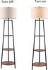 Boho Style Black Floor Lamp with Shelves