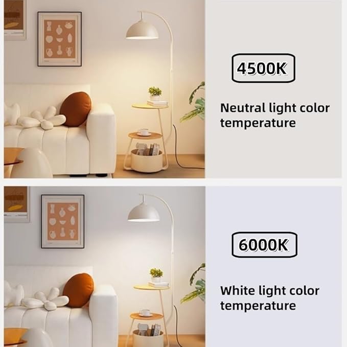 Floor Lamp with Nightstand and Storage Shelf Modern Boho