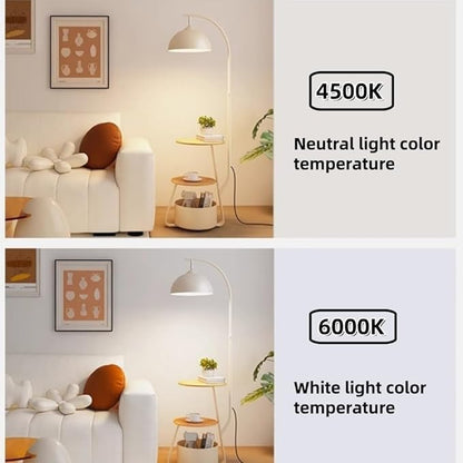 Floor Lamp with Nightstand and Storage Shelf Modern Boho