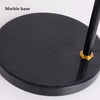 Black Arc Floor Lamp with Tray Table, Wireless Charging & Marble Base