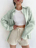 Mint Green Drop Shoulder Shirt Women