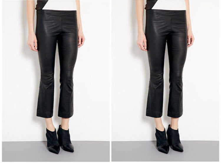 Women’s Flared Leather Pants High Waisted Cropped