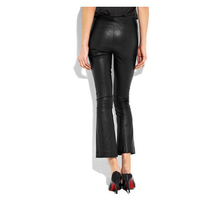 Women’s Flared Leather Pants High Waisted Cropped