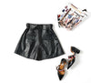 Women Leather Shorts High Waist Wide Leg Pleated Lace-Up