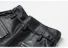 Women Leather Shorts High Waist Wide Leg Pleated Lace-Up