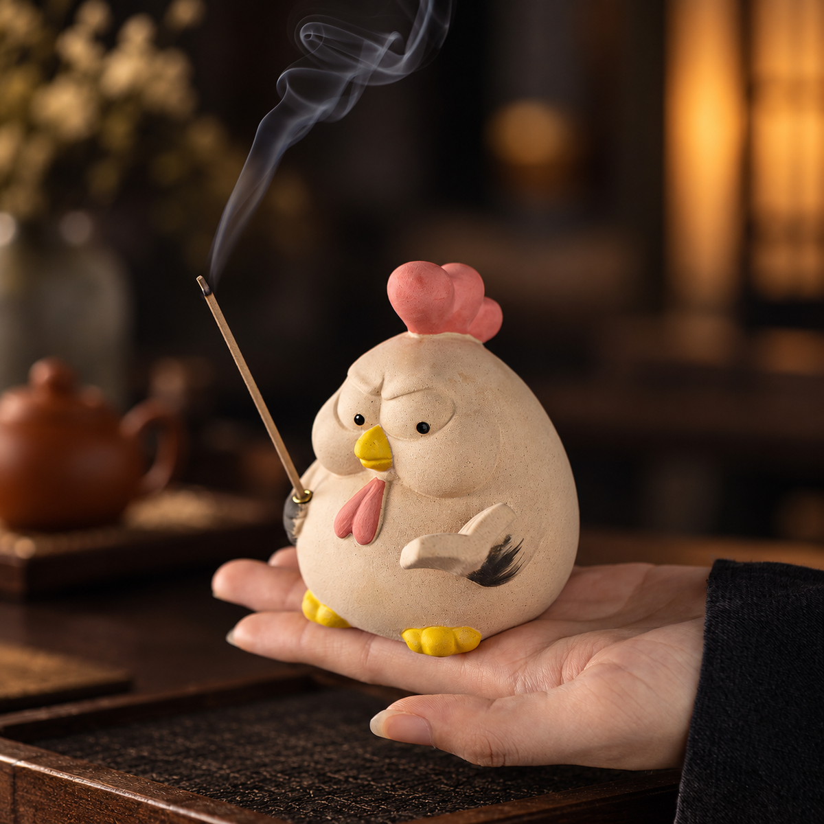 Stick Incense Holder Cute Ceramic Chicken Tabletop Decor