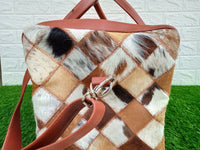 Cowhide Patchwork Holdall Bag
