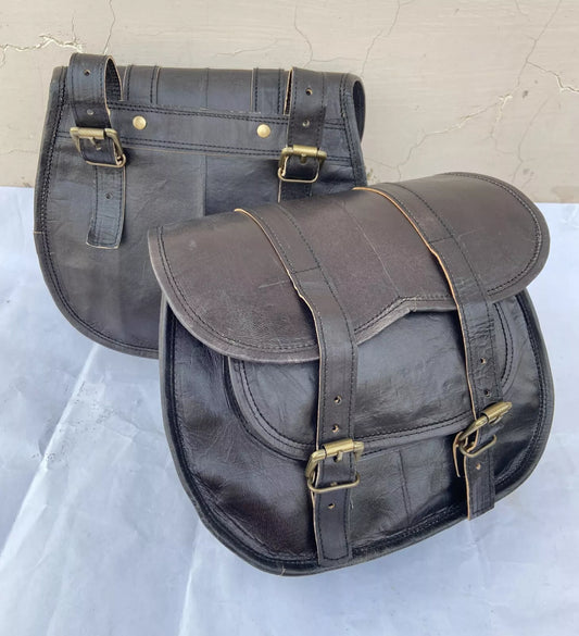 real black leather saddle bags for motorcycle