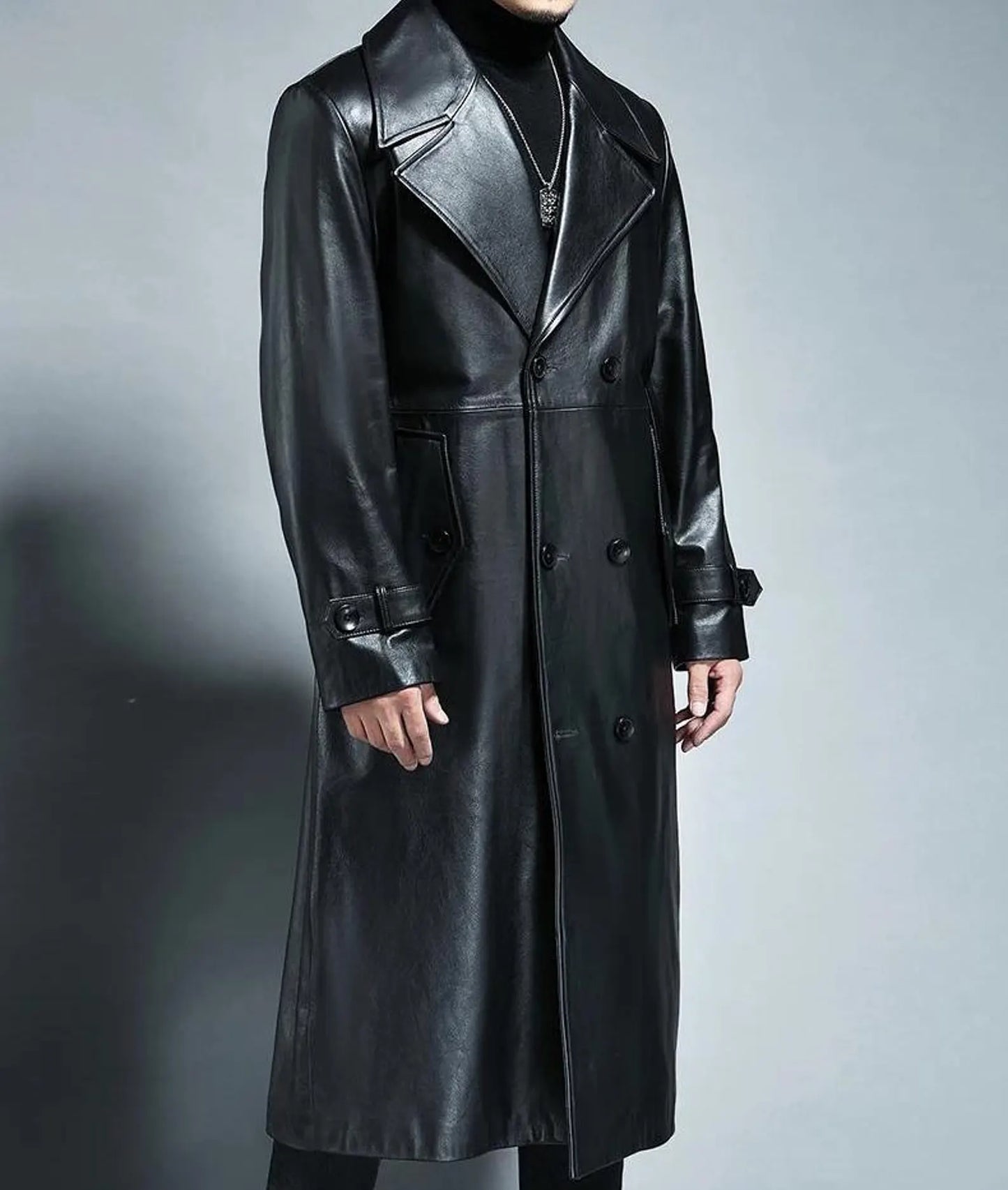 men's tall long leather coats