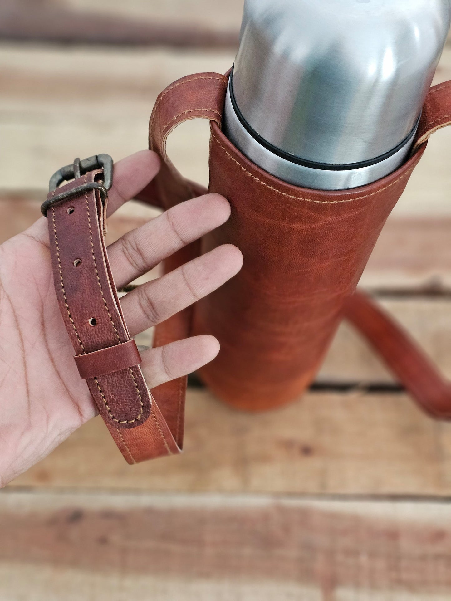 Stylish Leather Water Bottle Carrier