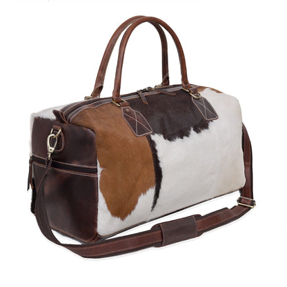 Tricolor Cowhide Duffel Bag With Shoe Compartment