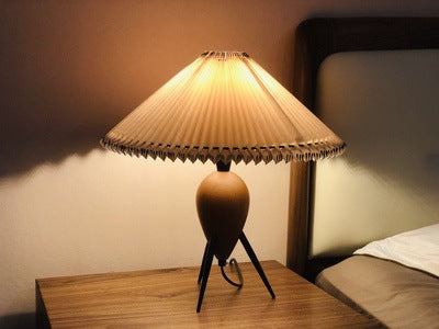 Medieval Origami Boho Table Lamp with Wooden Base