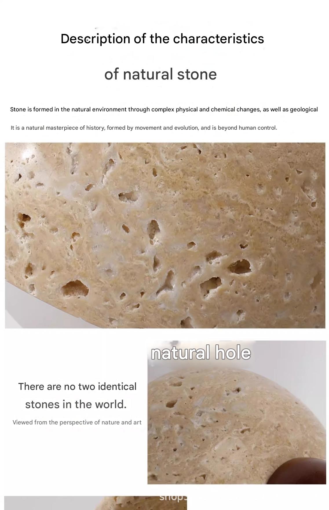 Travertine Wall Light Natural Stone and Walnut Wood Sconce