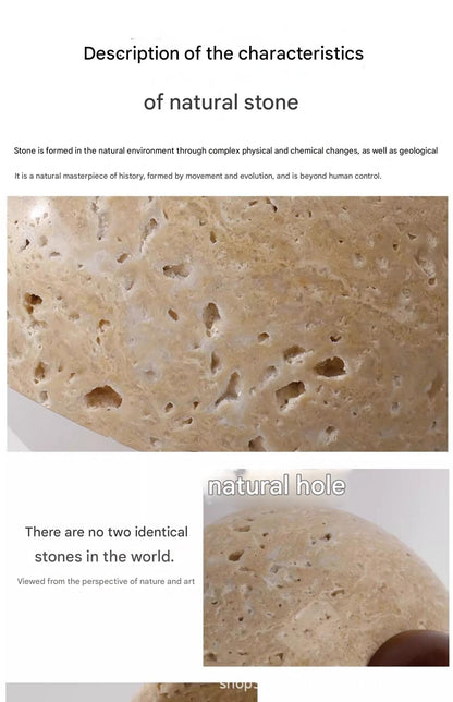 Travertine Wall Light Natural Stone and Walnut Wood Sconce