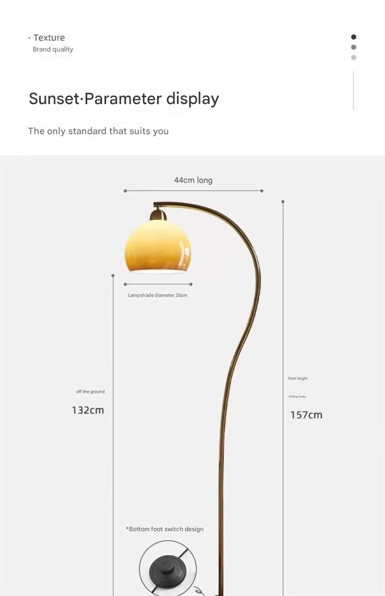 French Antique Floor Lamp Sunset Gradient Glass Standing Light