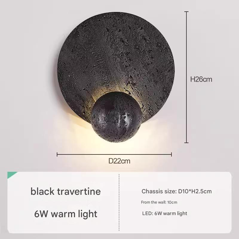 Yellow Travertine Wall Lamp Modern Wabi-Sabi Stone Sconce