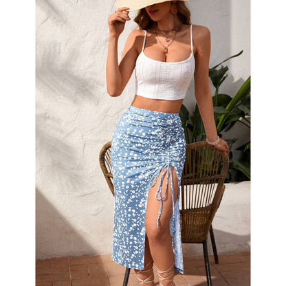 Ruched split thigh maxi dress
