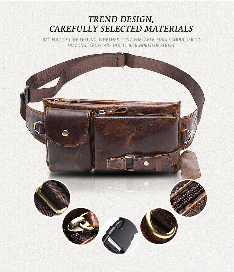 100% Genuine Leather Waist Belt Chest Bag