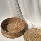 Wicker rattan basket storage with lid