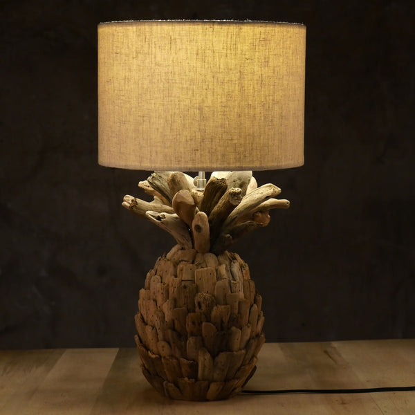 Driftwood pineapple table lamp accent