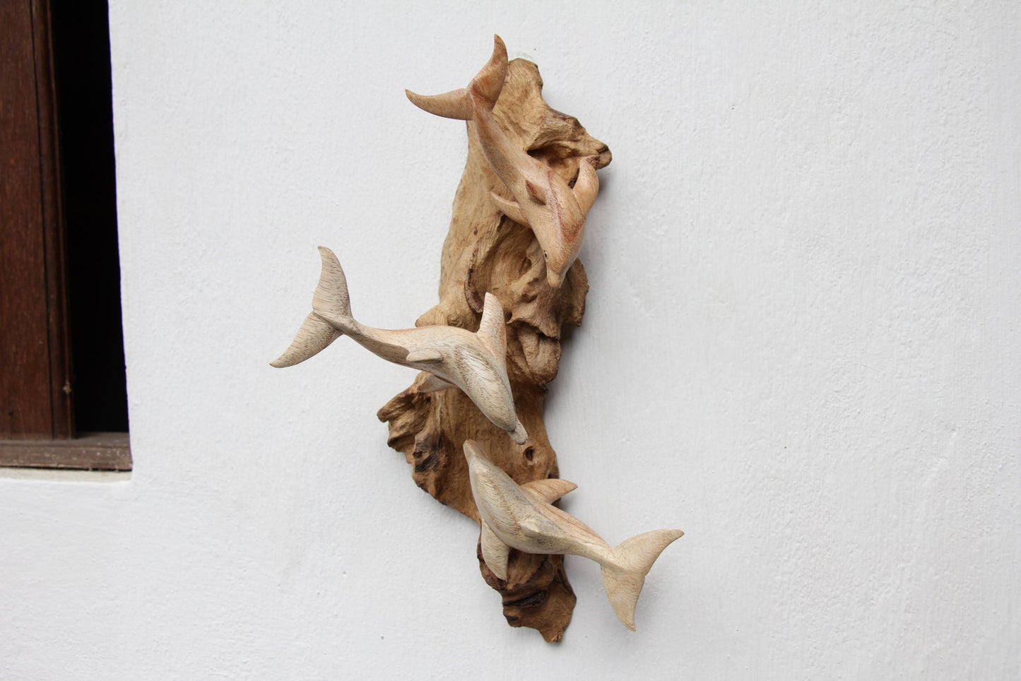 Hand Carved Wood Dolphin