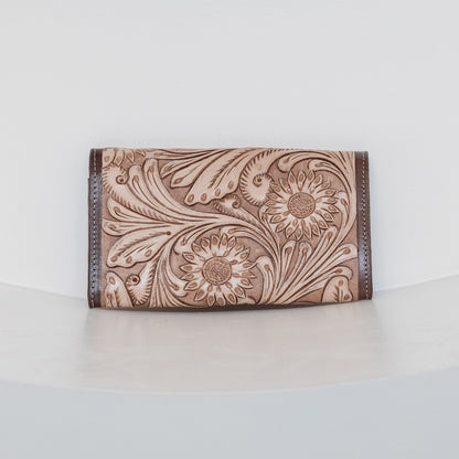 Engraved Tooled Leather Women's Wallet