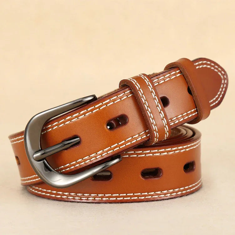 Women’s Genuine Cowhide Hollow Pin Belt 2.8cm Wide 5